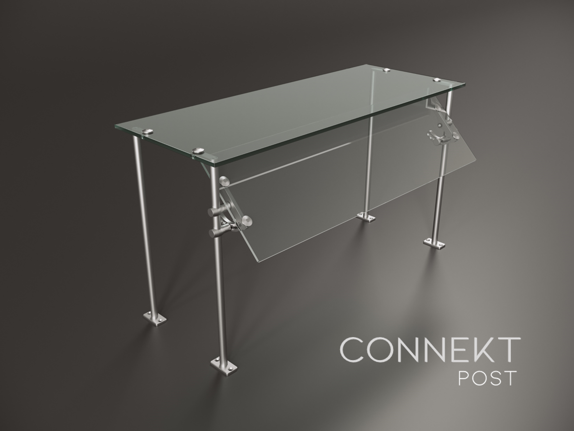 V2 Single Self-serve Adjustable Food Shield with Top Shelf